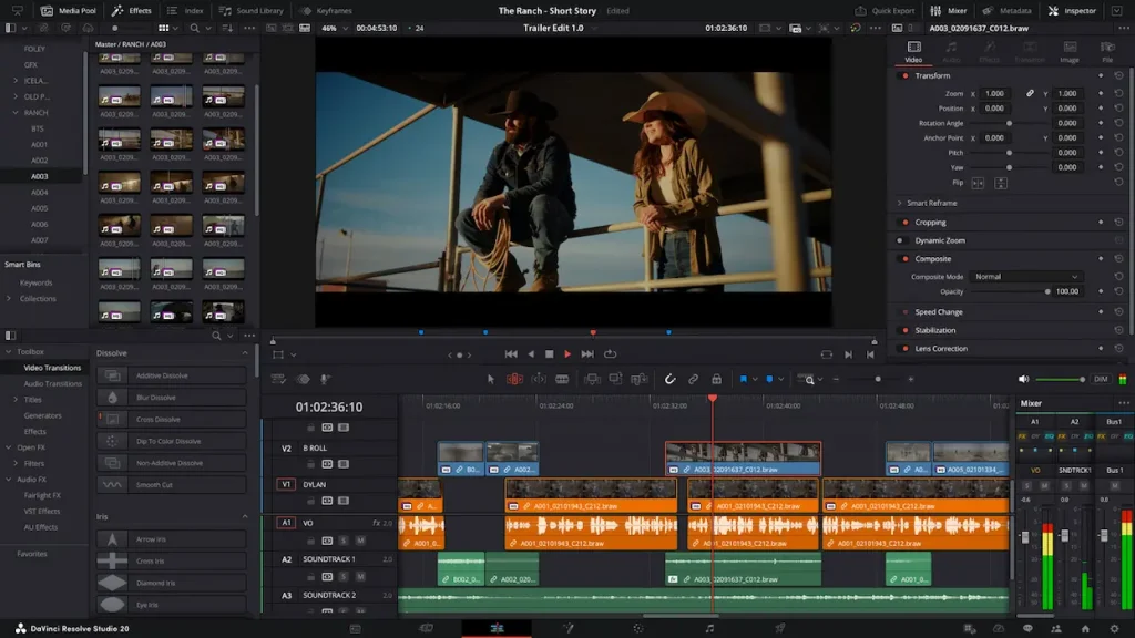 محیط برنامه داوینچی ریزالو - davinci resolve
